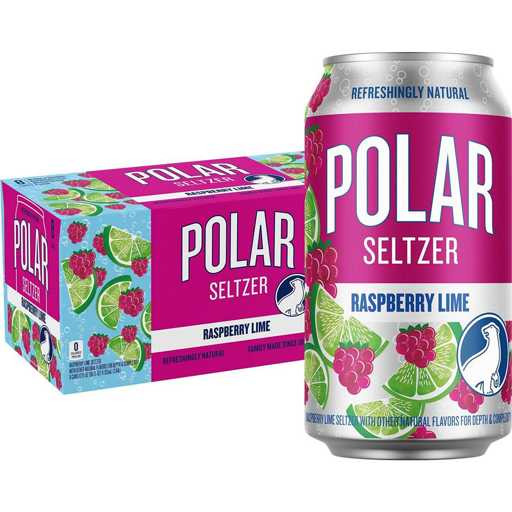 Polar Raspberry Lime Flavored Seltzer Water 8 pk Cans, 12 oz