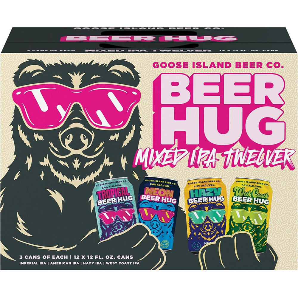 Goose Island Beer Hug Mixed IPA Craft Beer Variety 12 pk Cans, 12 oz