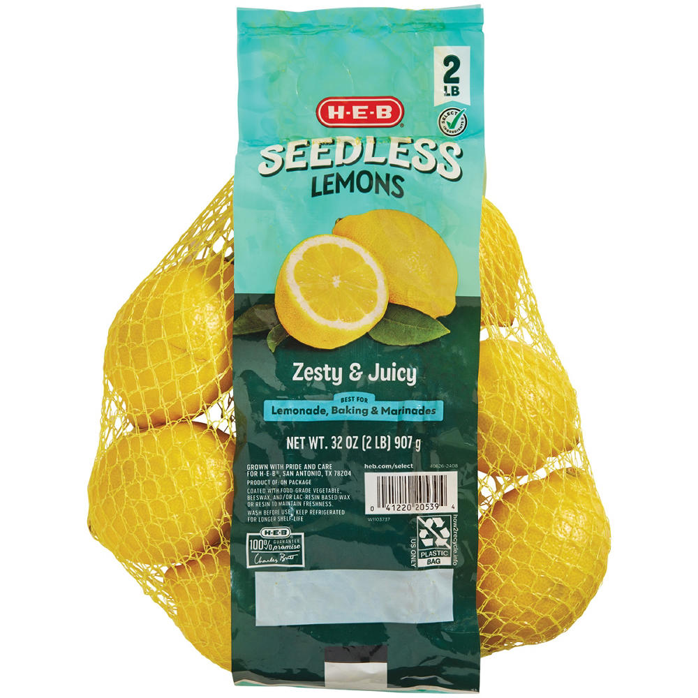 H-E-B Fresh Seedless Lemons, 2 lb bag