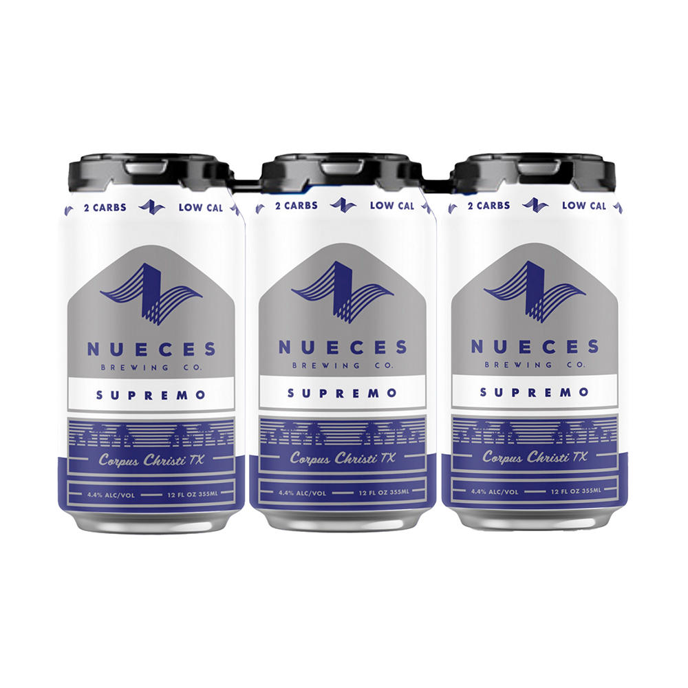 Nueces Brewing Co Supremo 2 Carb Low Cal Craft Beer 6 pk Cans, 12 oz