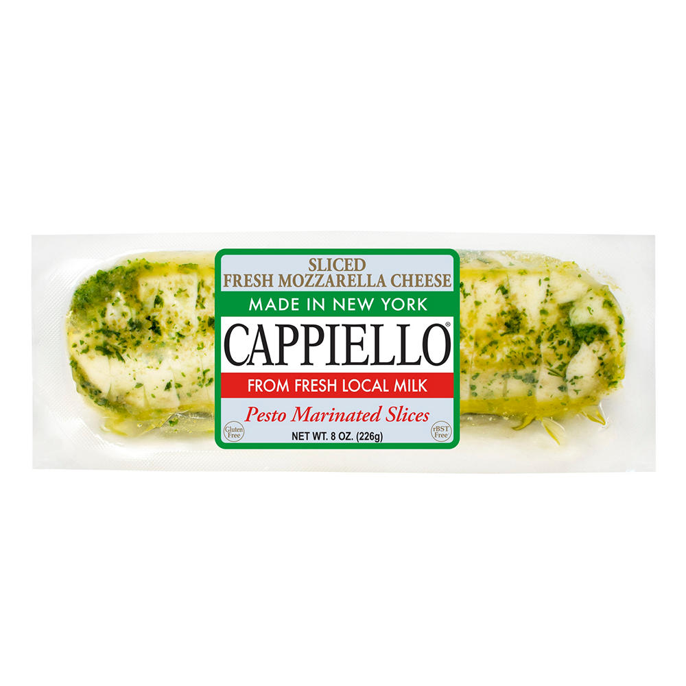 Cappiello Pesto Marinated Mozzarella Sliced Cheese Log, 8 oz