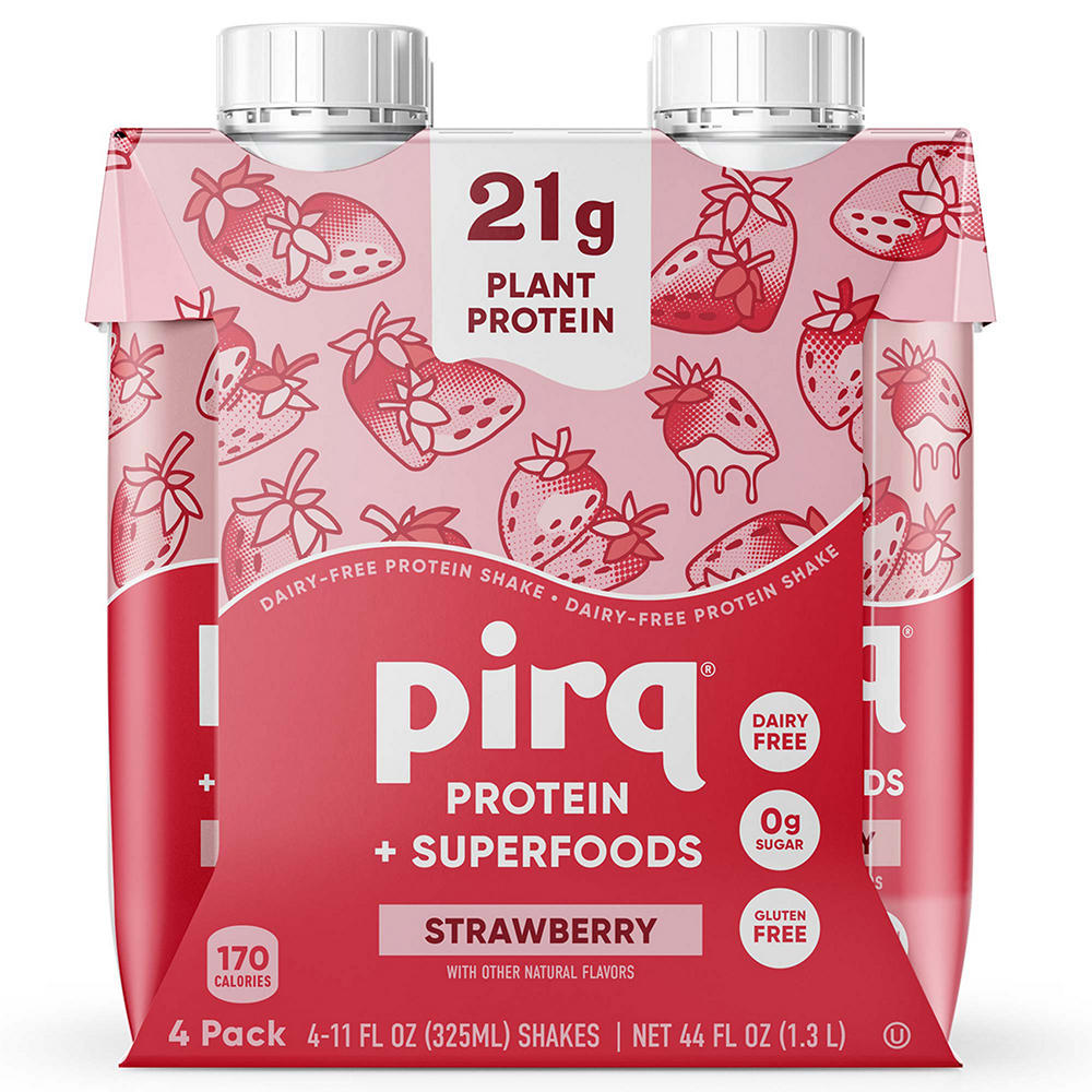 Pirq 21g Plant-Based Protein Shakes 4 pk - Strawberry, 11 oz