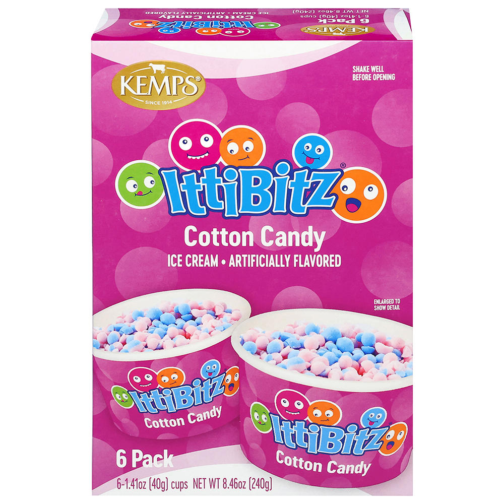 Kemps IttiBitz Cotton Candy Ice Cream Cups, 6 ct