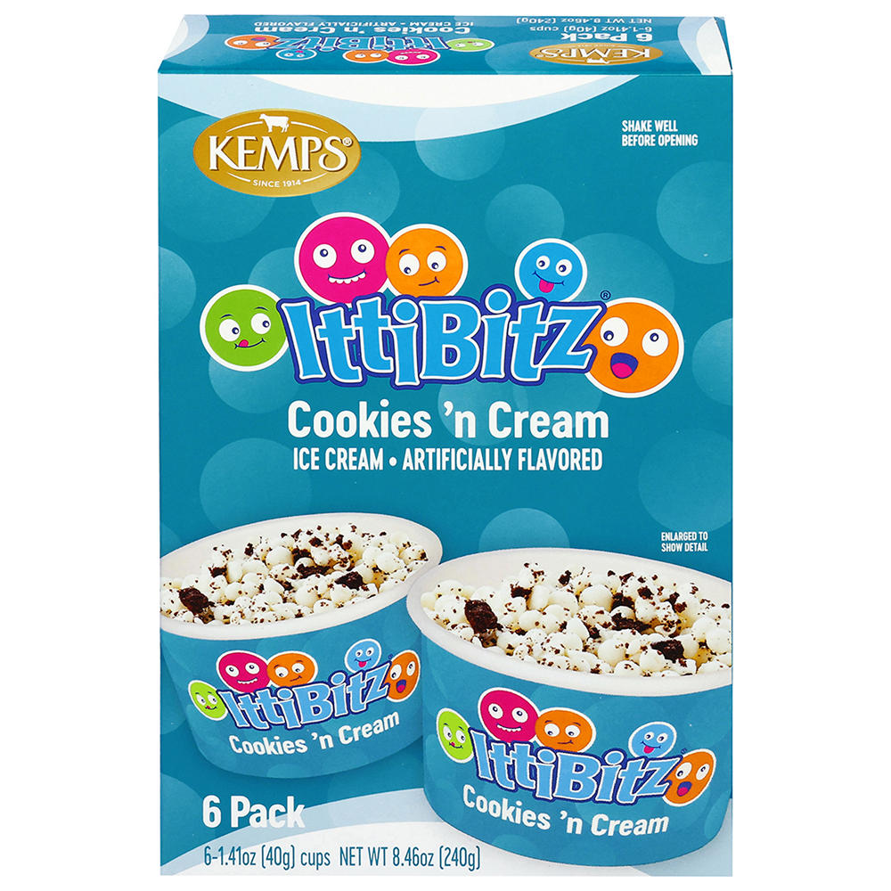 Kemps IttiBitz Cookies 'n Cream Ice Cream Cups, 6 ct