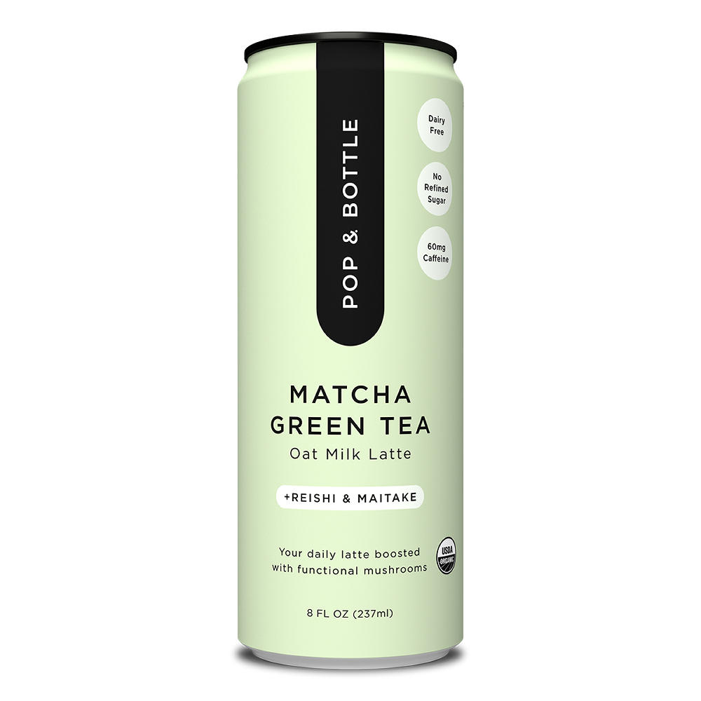 Pop & Bottle +Reishi & Maitake Matcha Green Tea Oat Milk Latte, 8 oz
