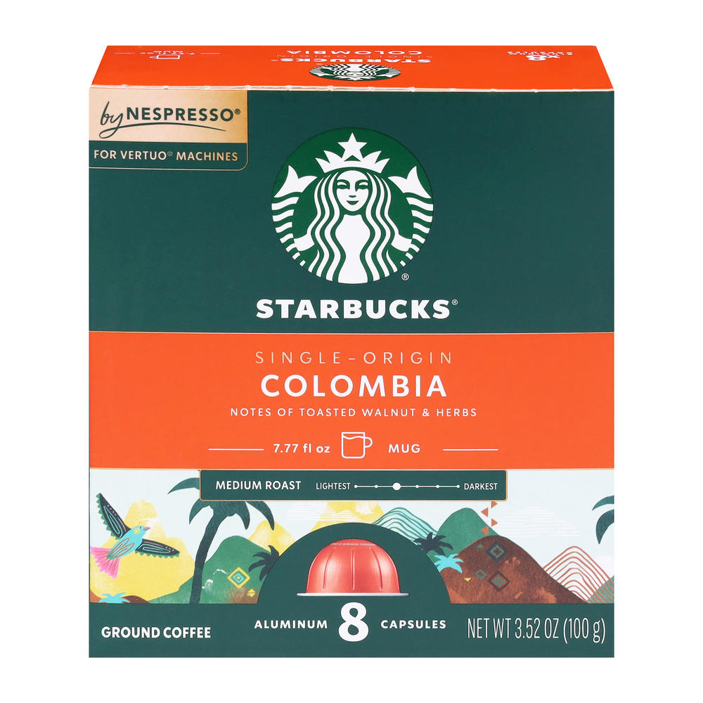 Starbucks Colombia Nespresso Vertuo Capsules, 8 ct