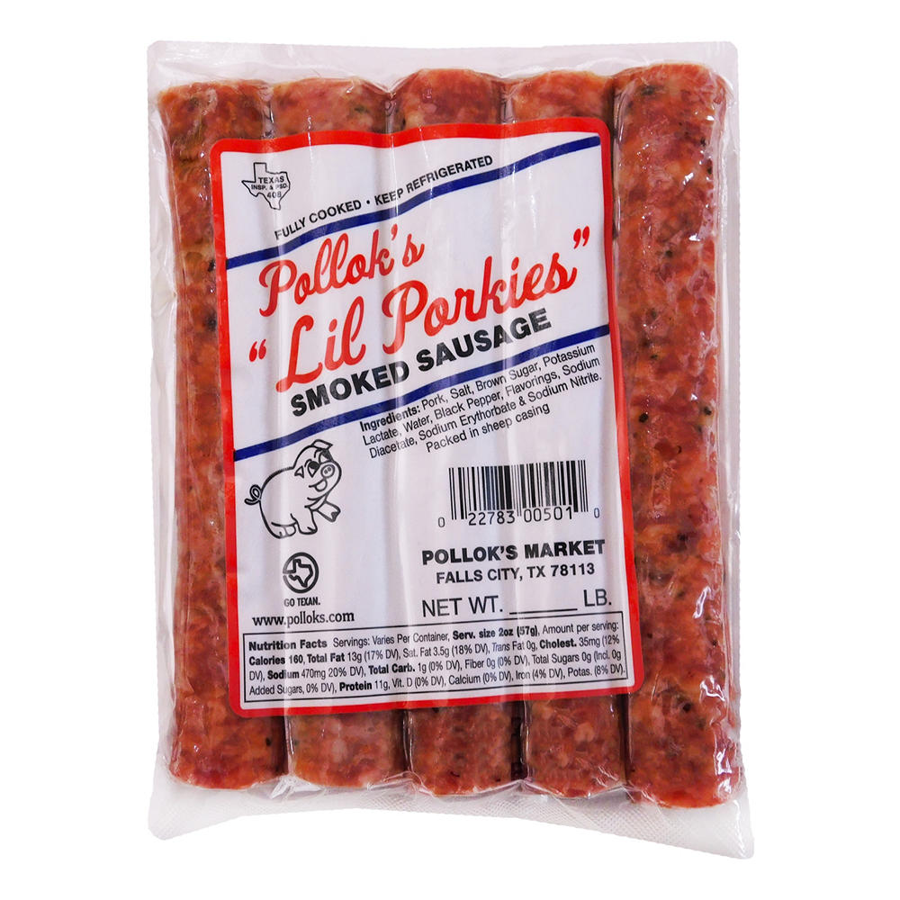 Pollok's Lil Porkies Smoked Sausage, 7 oz