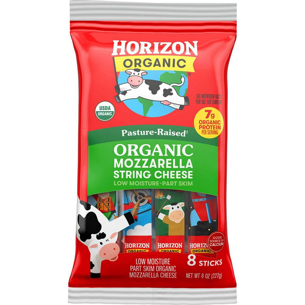 Horizon Organic Low Moisture Part-Skim Mozzarella String Cheese Sticks, 8 ct