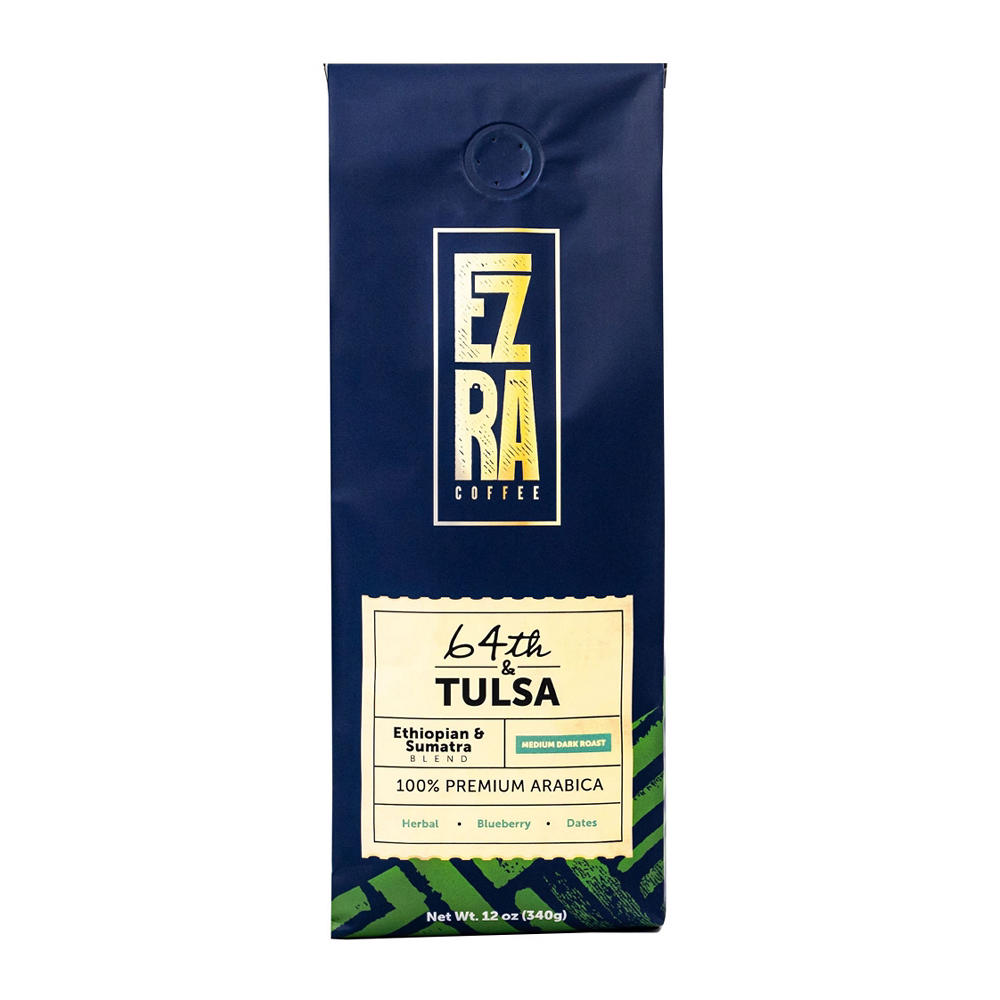Ezra Coffee 64th & Tulsa Medium Dark Roast Ground Coffee, 12 oz