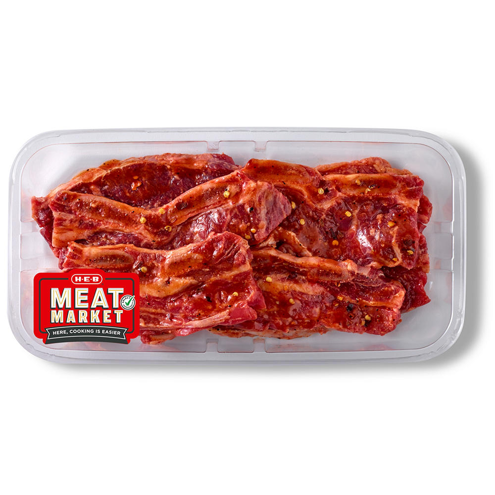 H-E-B Meat Market Marinated Beef Flanken Ribs - Chile Lime, Avg. 1.2 lbs
