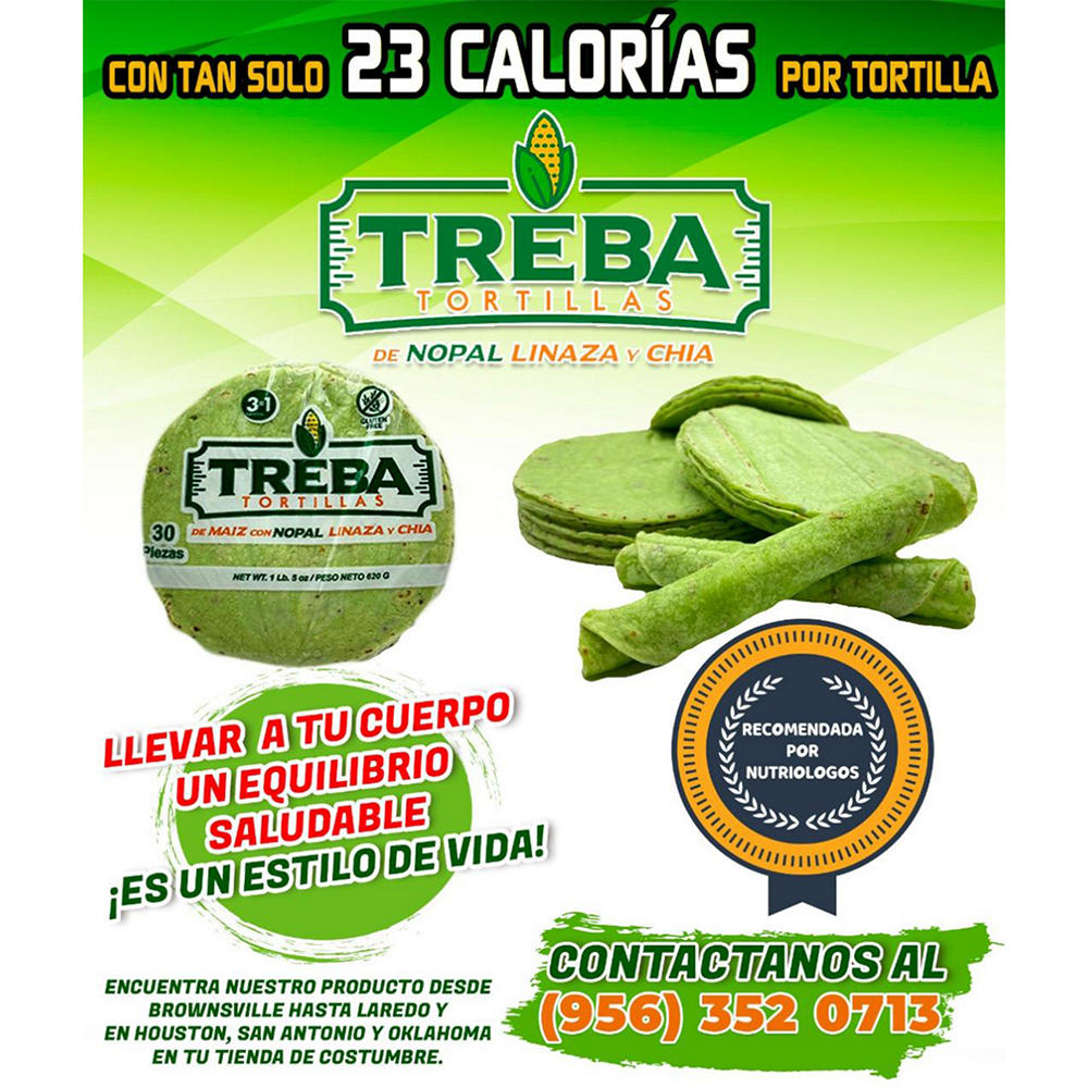 Treba Corn Tortillas with Nopal Linseed and Chia, 21 oz