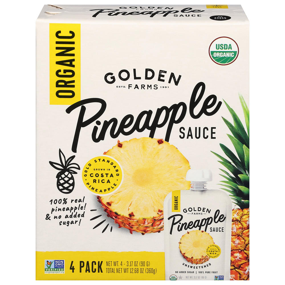 Golden Farms Organic Pineapple Sauce Pouches, 4 ct