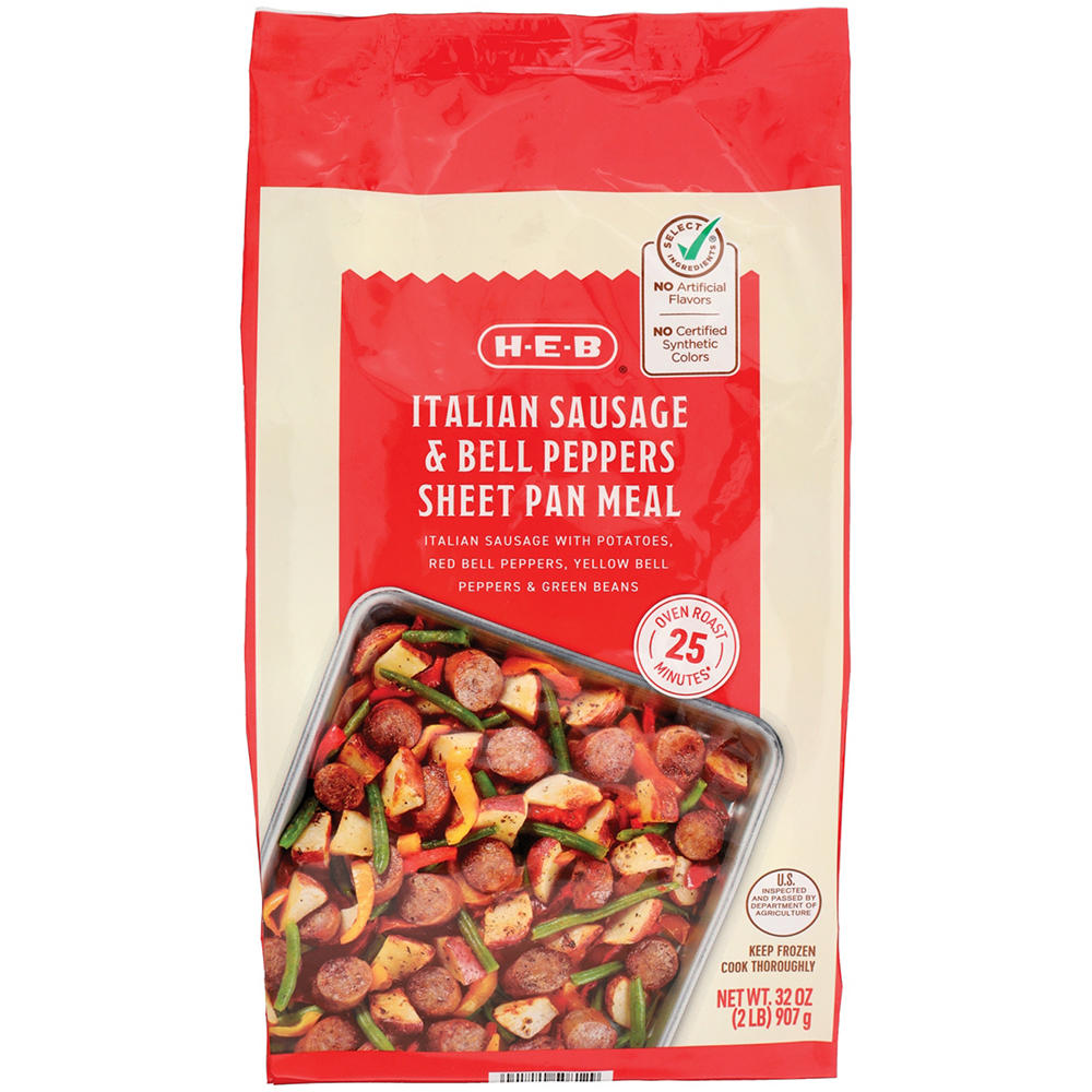 H-E-B Frozen Sheet Pan Meal - Italian Sausage & Peppers, 32 oz