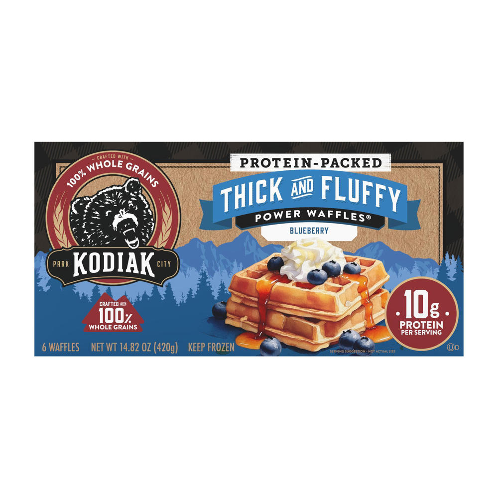 Kodiak Protein Thick & Fluffy Power Waffles - Blueberry, 6 ct