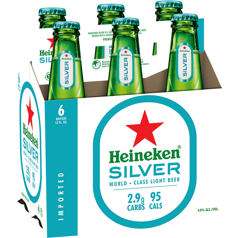 Heineken Silver Beer 6 pk Bottles, 12 oz