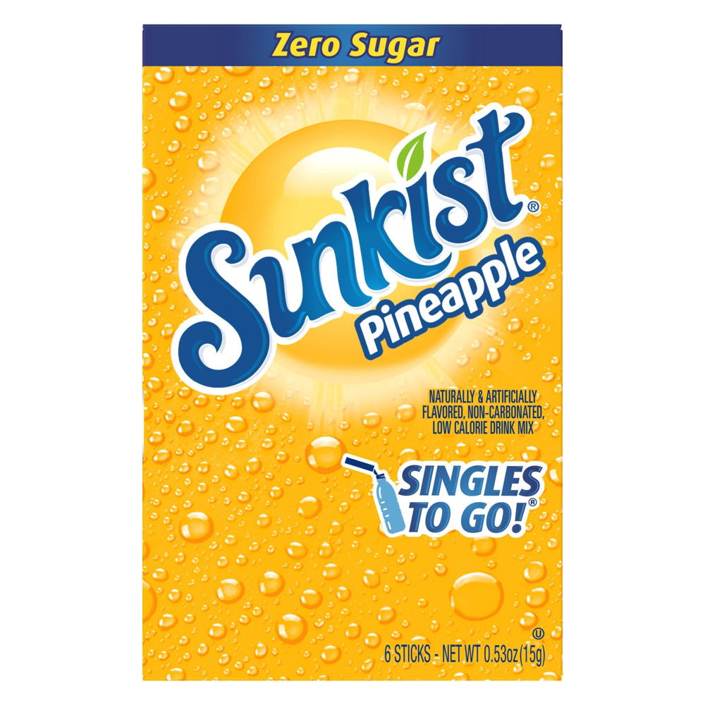 Sunkist Singles to Go! Drink Sticks - Pineapple, 6 ct