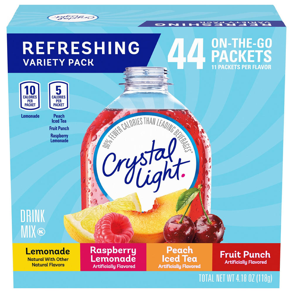 Crystal Light Refreshing On The Go Drink Mix Packets - Variety Pack, 44 ct