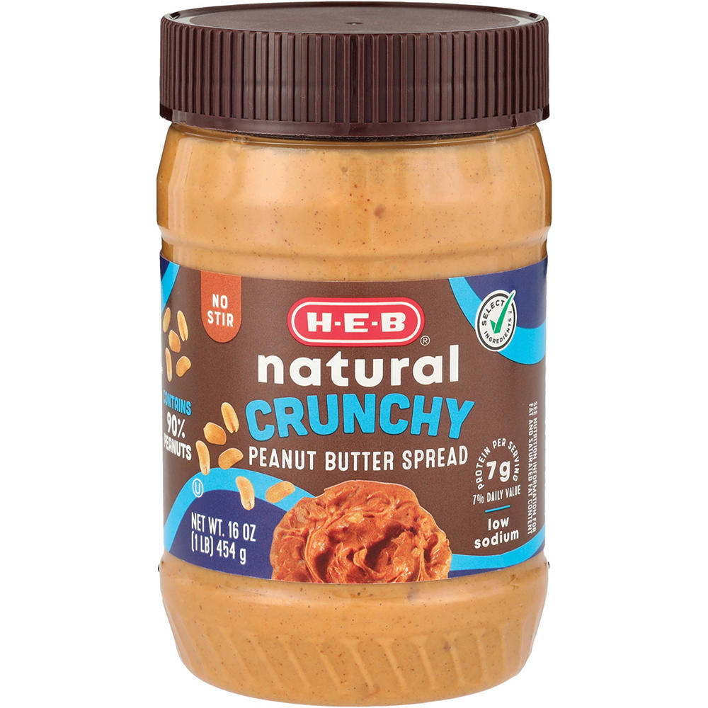 H-E-B Natural 7g Protein Crunchy Peanut Butter, 16 oz