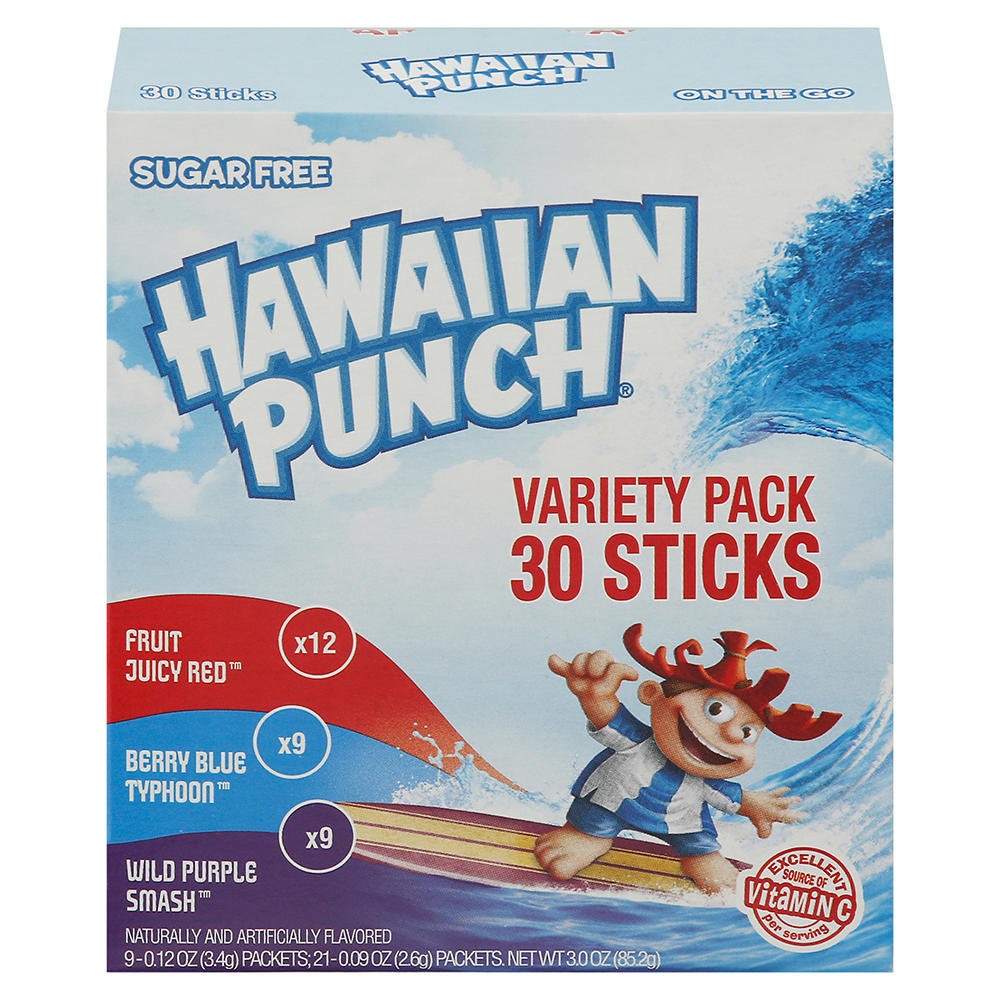 Hawaiian Punch Sugar Free On the Go Drink Mix Packets - Variety Pack, 30 ct
