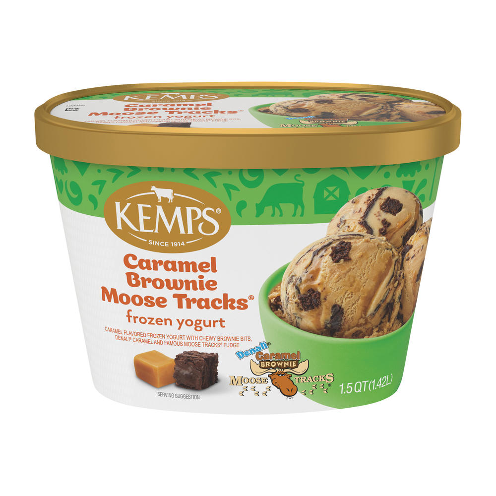Kemps Caramel Brownie Moose Tracks Frozen Yogurt, 1.5 qt