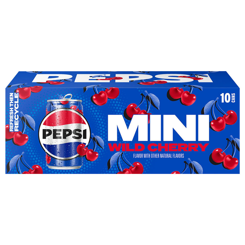 Pepsi Wild Cherry Soda Soft Drink 10 pk Mini Cans, 7.5 oz