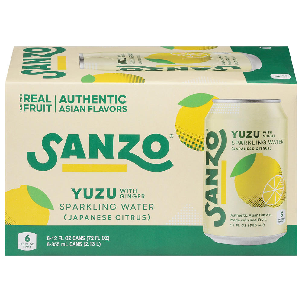 Sanzo Yuzu Ginger Sparkling Water 6 pk Cans, 12 oz