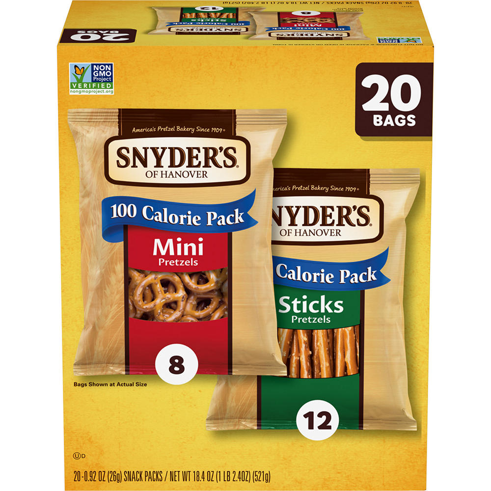 Snyder's of Hanover Pretzel Sticks & Mini Pretzels Variety, 20 ct