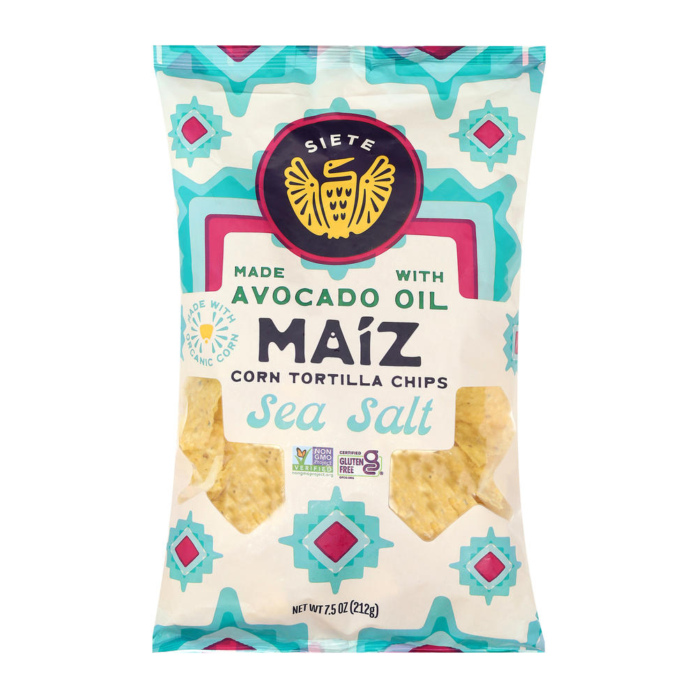 Siete Corn Tortilla Chips Maiz Totopos - Sea Salt, 7.5 oz