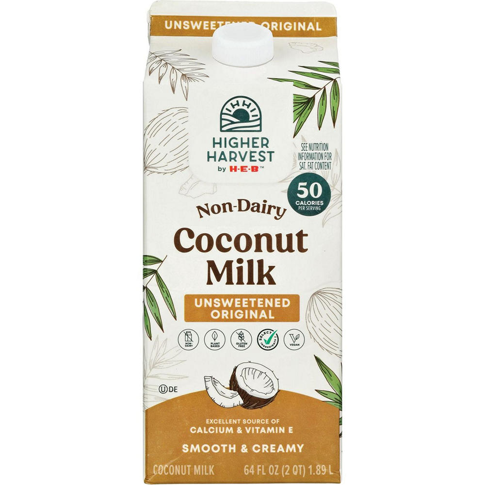 Higher Harvest by H-E-B Non-Dairy Unsweetened Original Coconut Milk, 1/2 gal