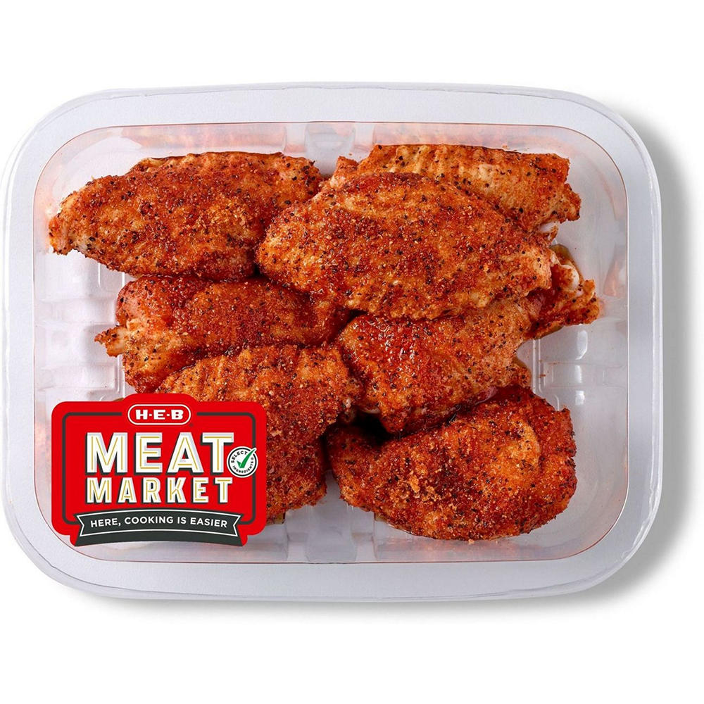 H-E-B Meat Market Seasoned Chicken Wings - Texas Style BBQ, Avg. 1.2 lbs