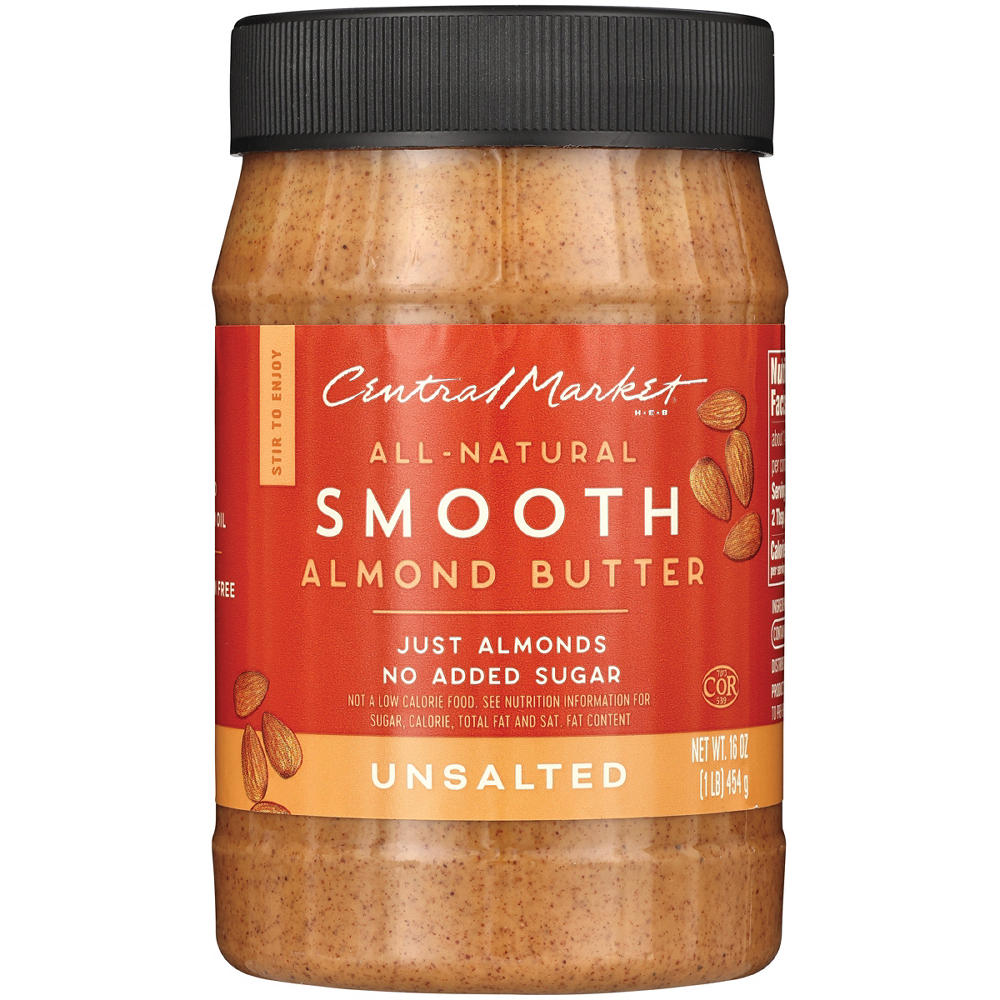 Central Market All-Natural Smooth Almond Butter – Unsalted, 16 oz