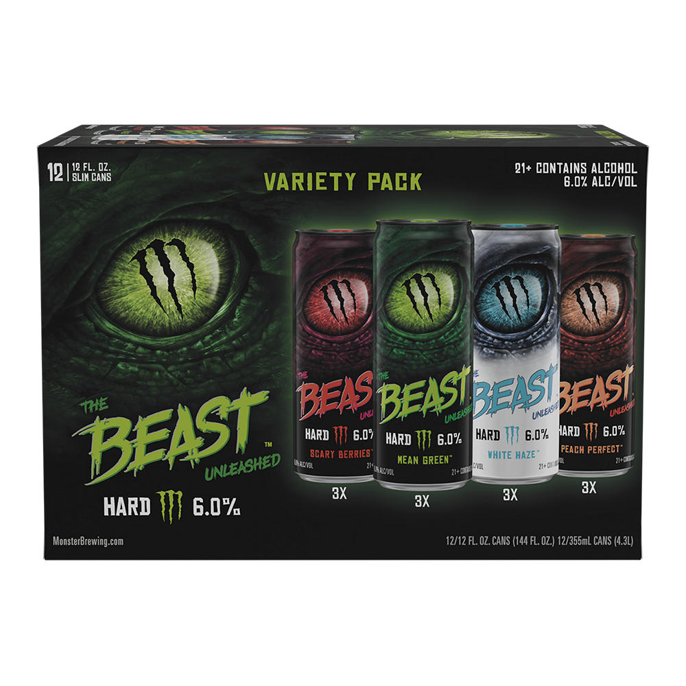 Monster The Beast Unleashed Monster Hard Seltzer Variety 12 pk Cans, 12 oz