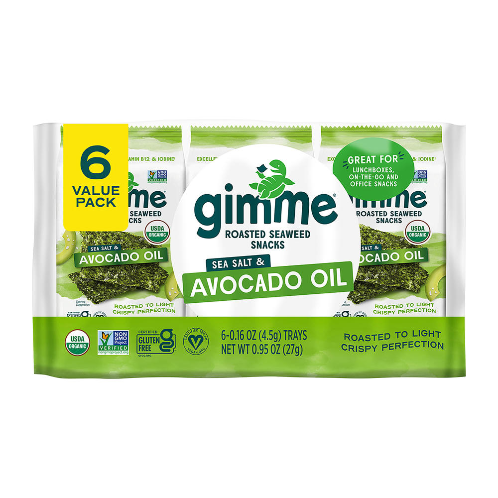 gimme Roasted Seaweed Snacks - Sea Salt & Avocado Oil, 6 ct