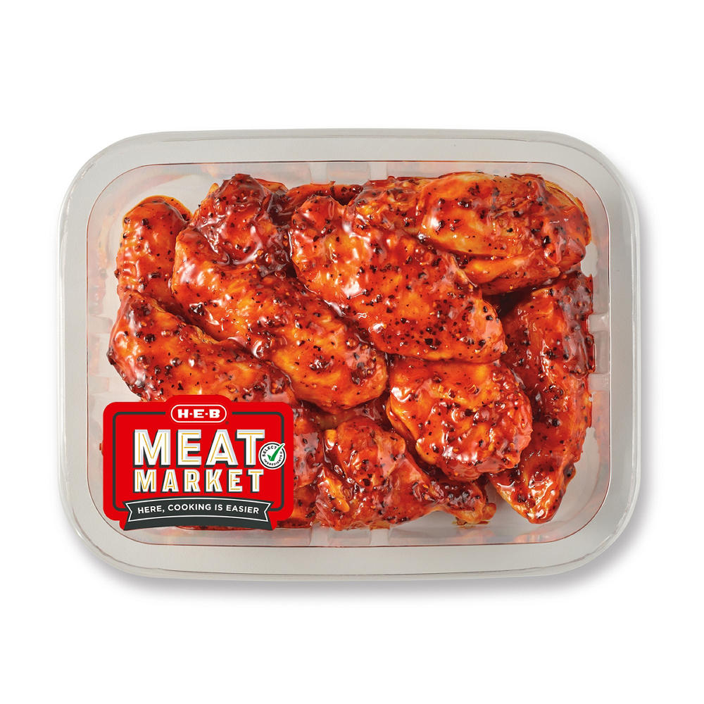 H-E-B Meat Market Marinated Chicken Wings – Smoky BBQ, Avg. 1.2 lbs