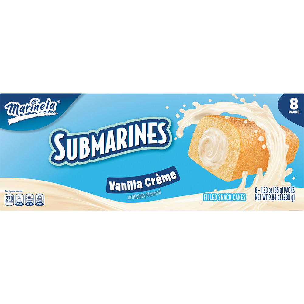 Marinela Submarines Vanilla Crème Filled Cakes, 8 ct