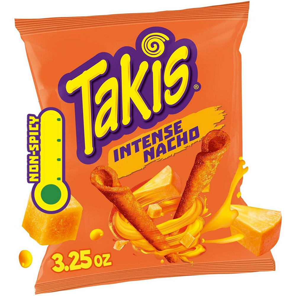 Takis Intense Nacho Non Spicy Cheesy Rolled Tortilla Chips, 3.25 oz