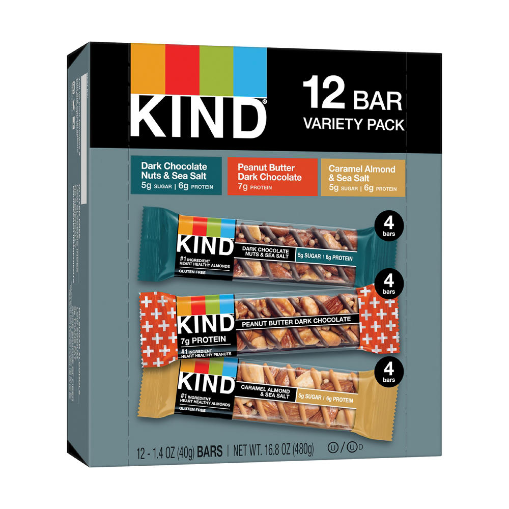 Kind Variety Pack Peanut Butter Dark Chocolates Caramel, 12 ct