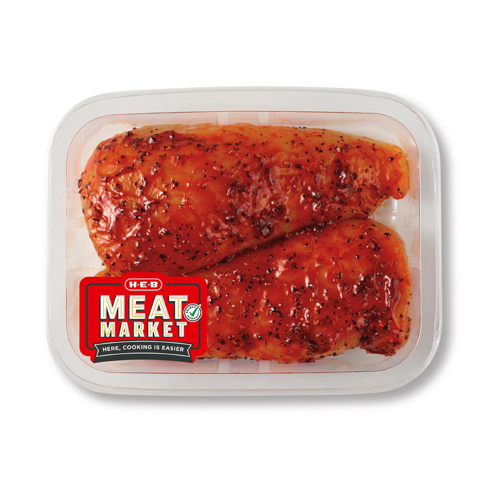 H-E-B Meat Market Marinated Chicken Breasts – Smoky BBQ, Avg. 1.5 lbs