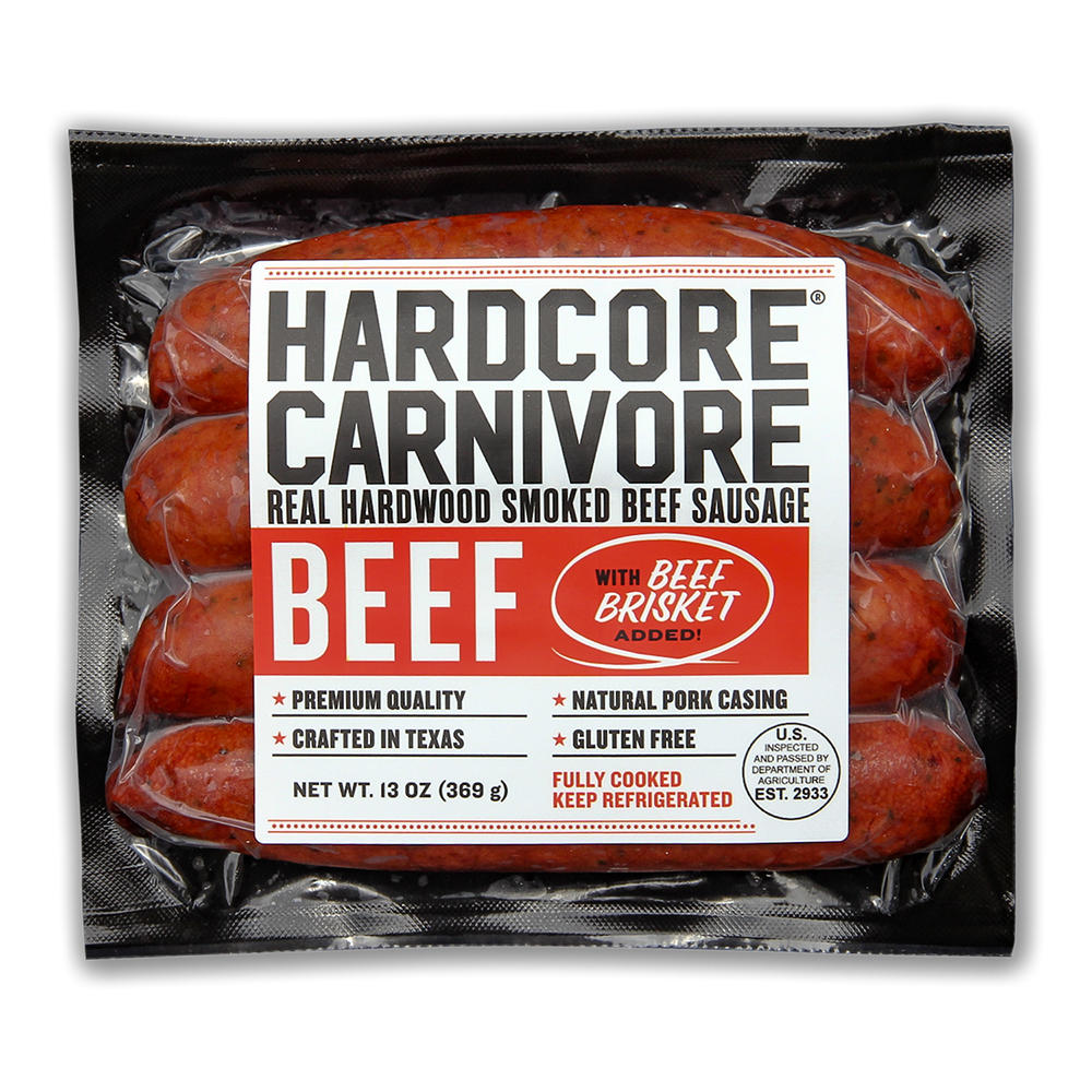 Hardcore Carnivore Beef Smoked Sausage Links, 4 ct