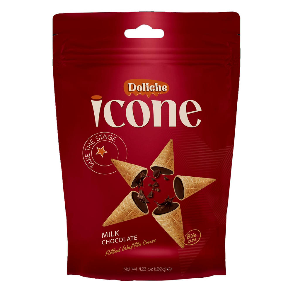 Doliche Icone Milk Chocolate Filled Waffles Cones, 4.23 oz