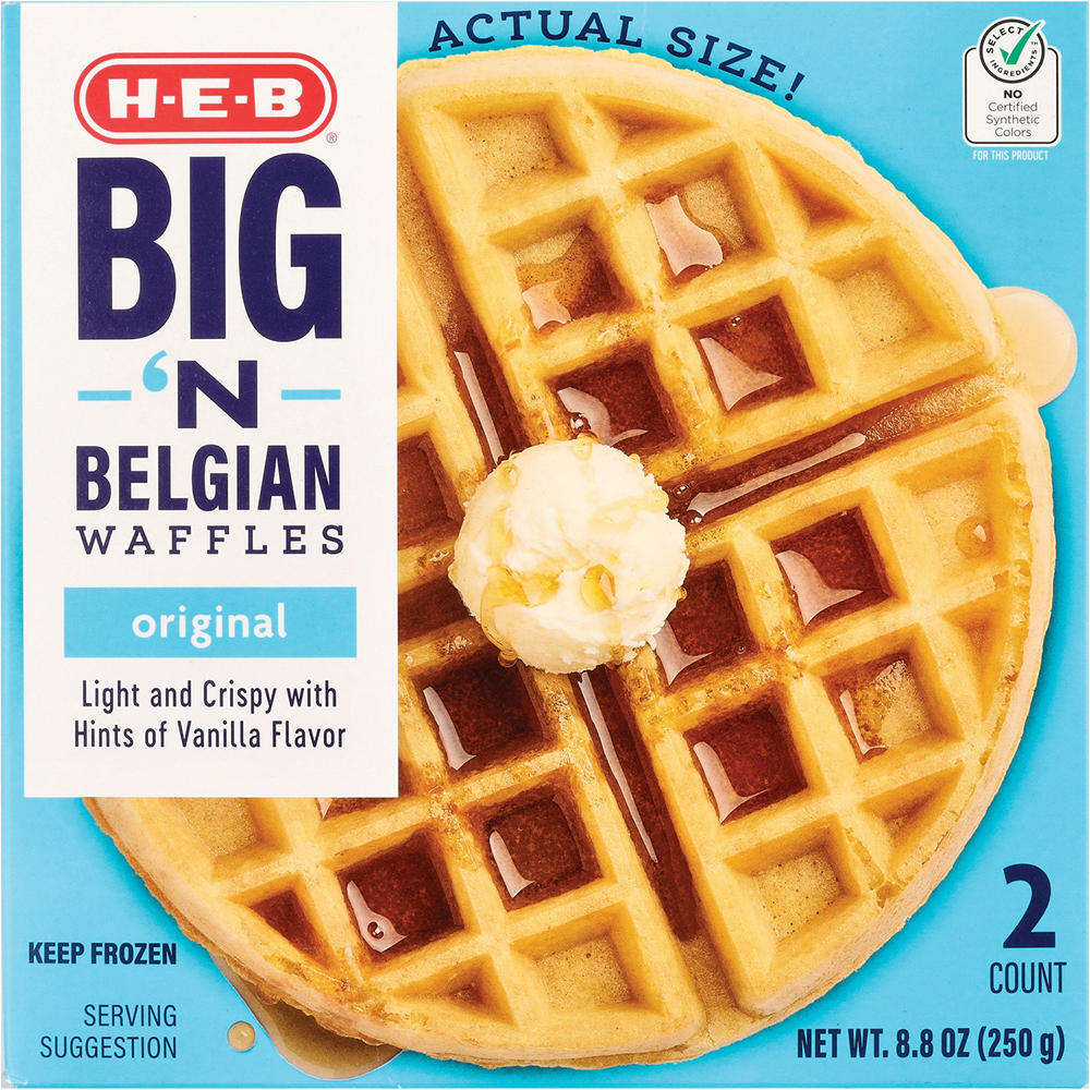 H-E-B Big 'N Belgian Frozen Waffles - Original, 2 ct