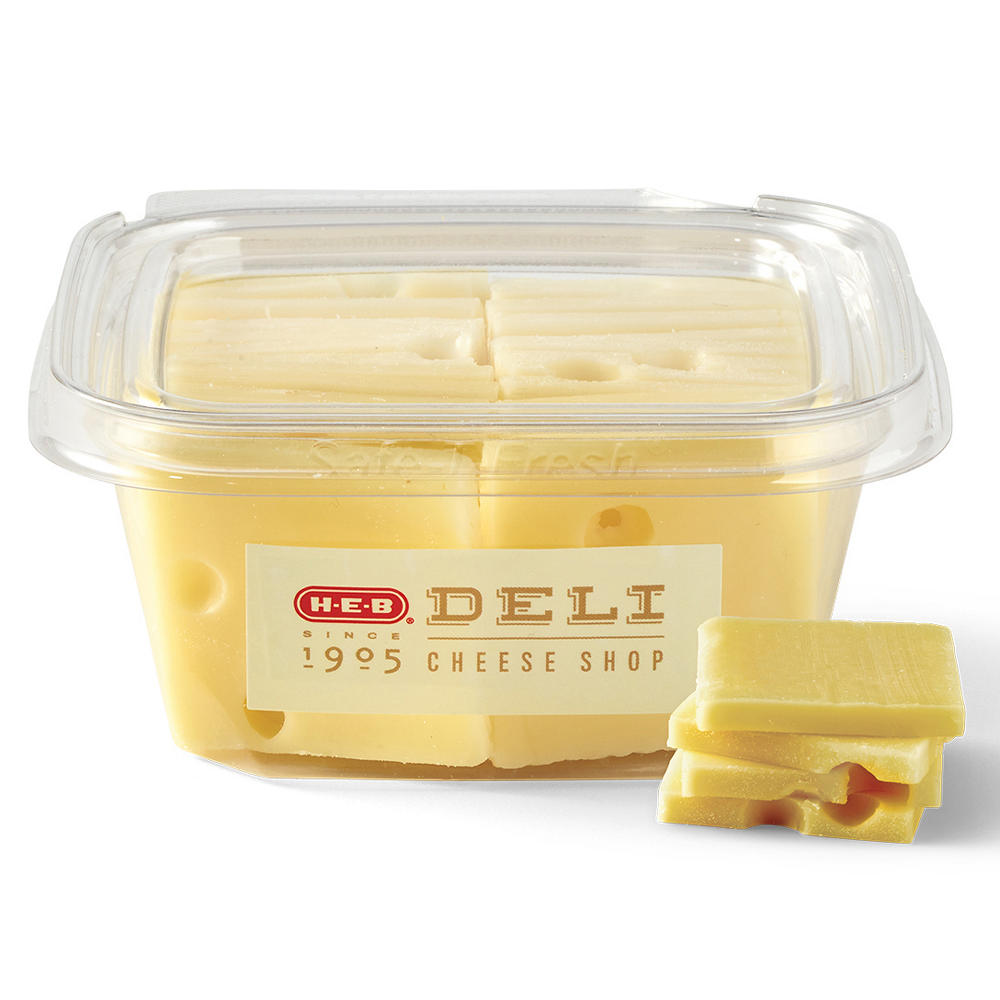 H-E-B Deli Baby Swiss Cracker Cut Cheese, Avg. 0.6 lb