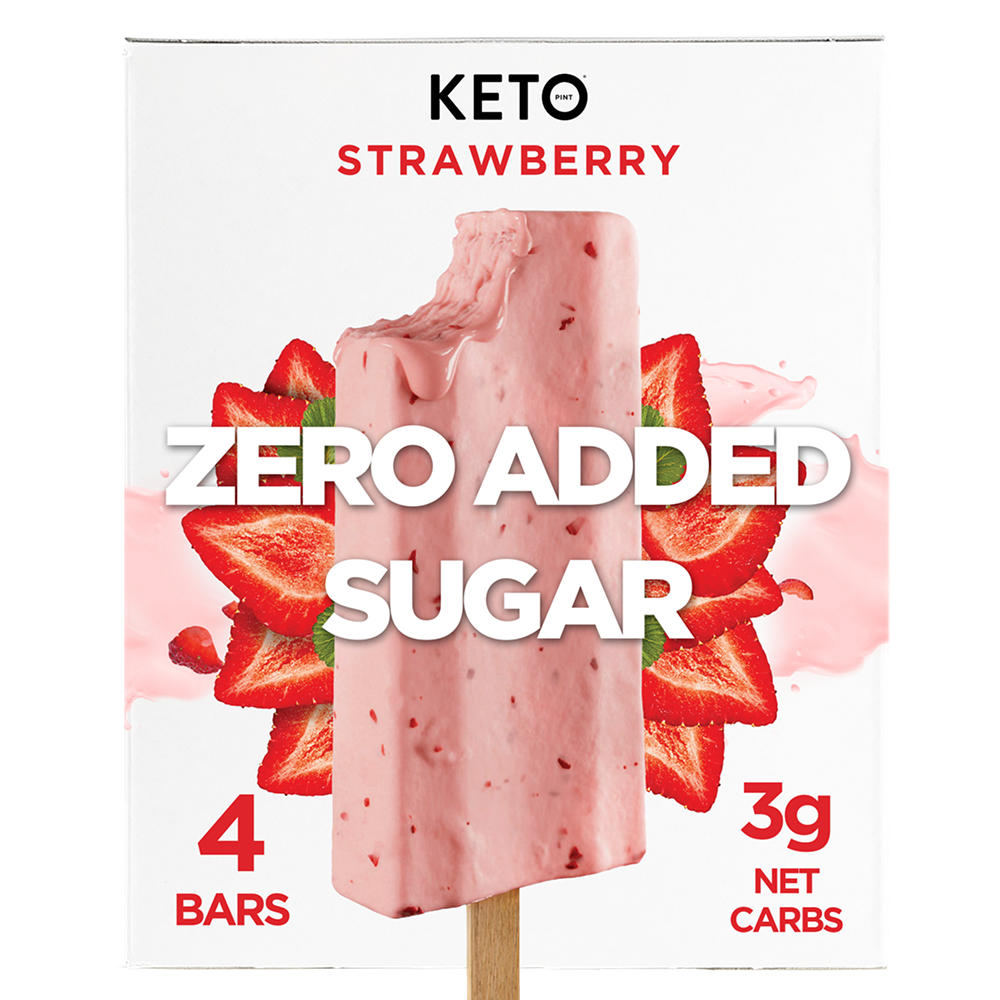 Keto Pint Zero Added Sugar Strawberry Ice Cream Bars, 4 ct