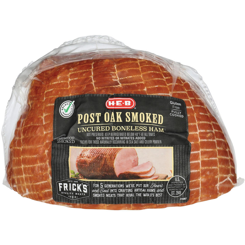 H-E-B Post Oak Smoked Boneless Uncured Half Ham, Avg. 3.25 lbs