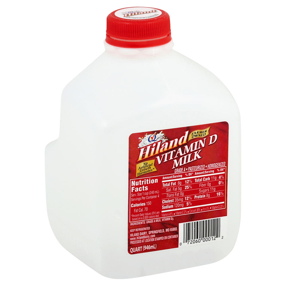 Hiland Vitamin D Homogenized Milk, 32 oz