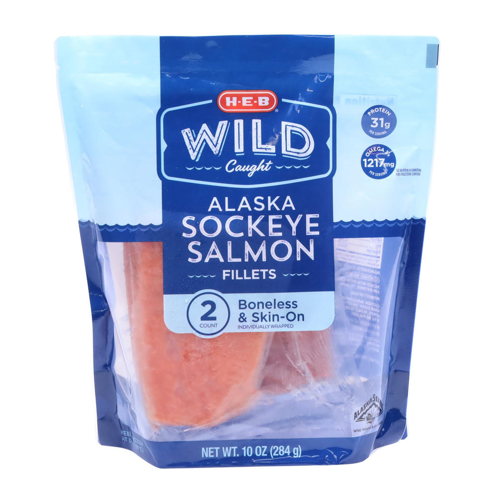 H-E-B Wild Caught Frozen Alaska Sockeye Salmon Fillets, 10 oz