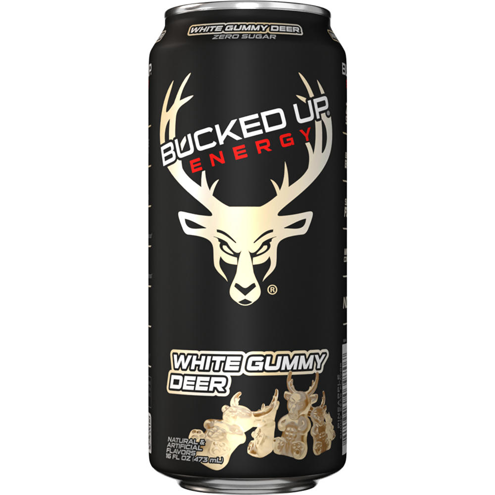 Bucked Up Zero Sugar Energy Drink - White Gummy Deer, 16 oz