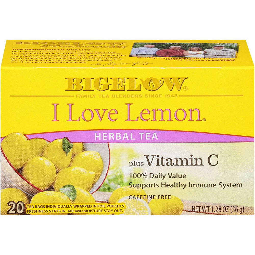 Bigelow I Love Lemon Plus Vitamin C Herbal Tea Bags, 20 ct