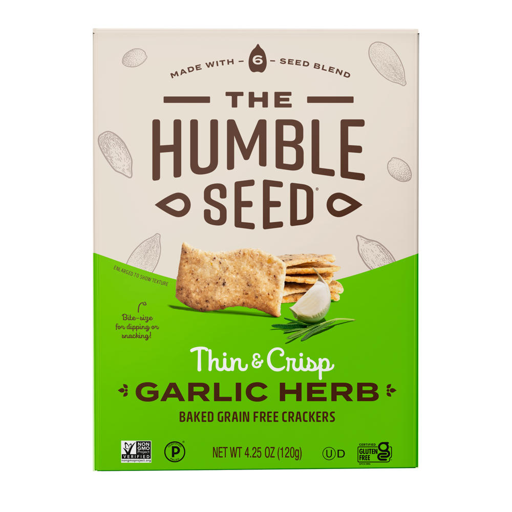 The Humble Seed Thin & Crisp Garlic Herb Crackers, 4.25 oz