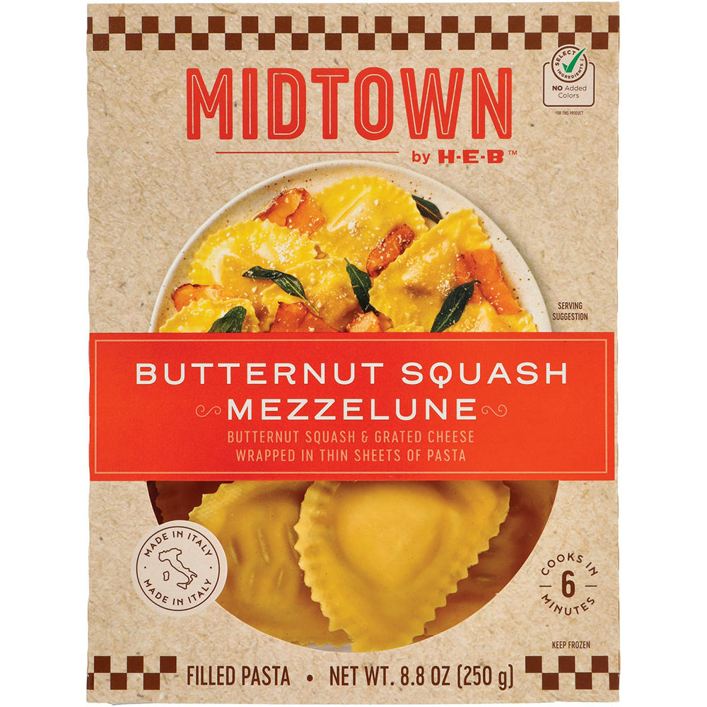 Midtown by H-E-B Frozen Butternut Squash Mezzelune Filled Pasta, 8.8 oz